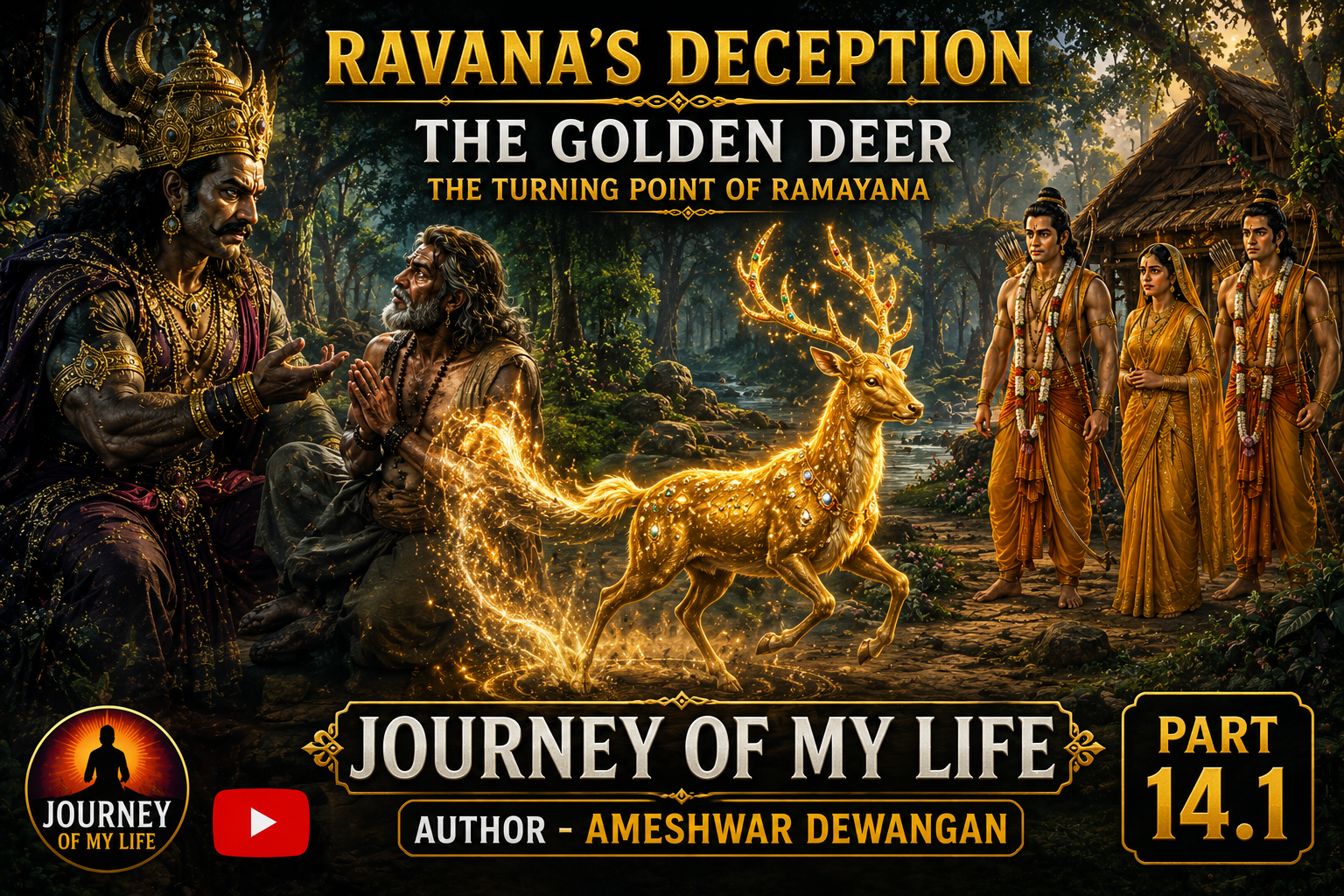 Lord Rama, Sita and Lakshmana Living Peacefully in Panchavati